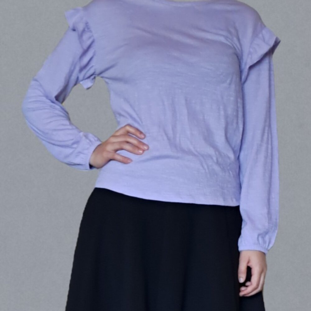 Cat & Jack; Lavender Long-Sleeve Ruffle Top; Kids XL (14)